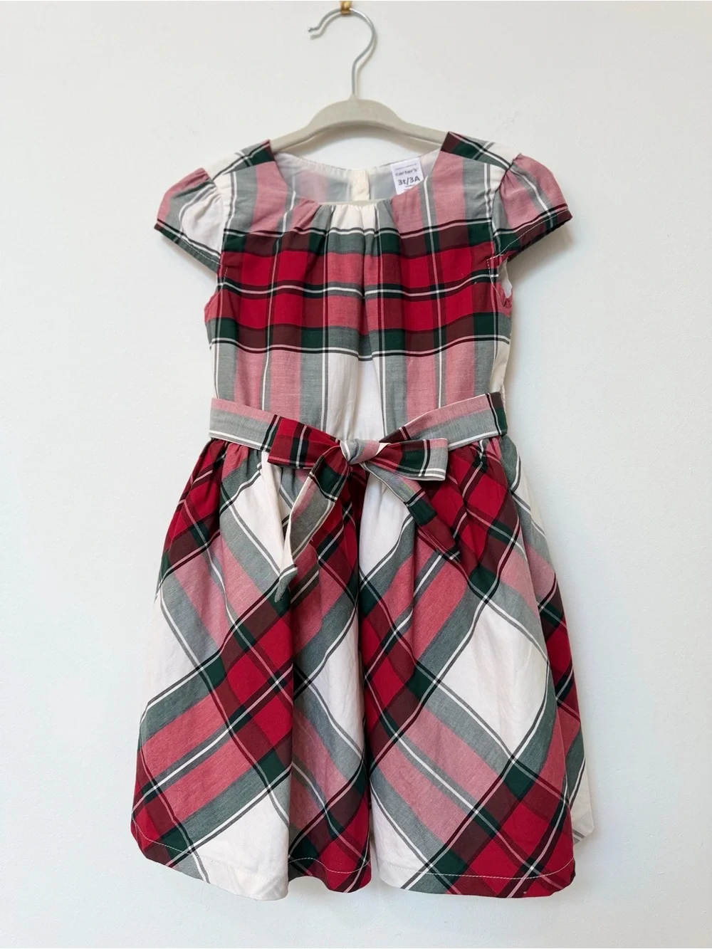 3T Girls Holiday Bundle Velvet Romper & Carter’s Plaid Christmas Dress
